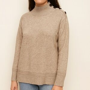 Anthropologie Brown Sweater Shoulder Button Detail XS